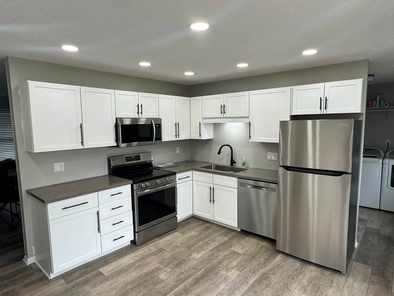 Kitchen after white shaker cabinets were installed